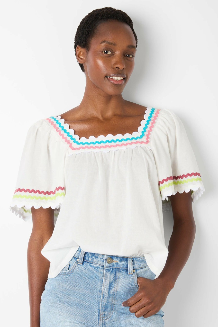 Clothing WYSE London  | Zoe Ric Rac Top - White/Multi